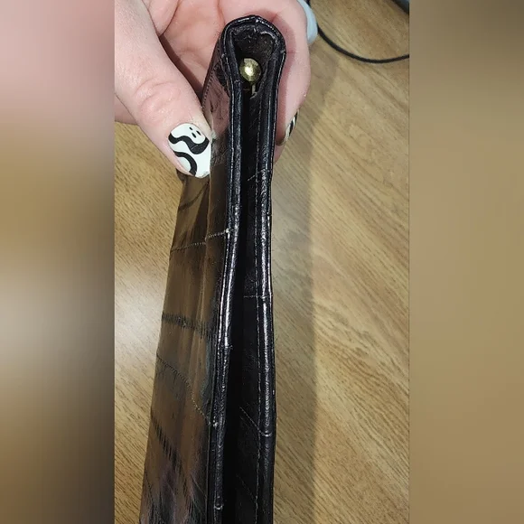 New Lorelei Framed Crocodile Large Clutch Handbag Dark Shimmery Brown - Picture 3 of 8